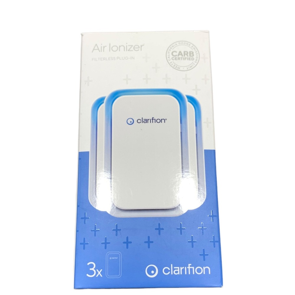 Clarifion Air Ionizer Filterless Plug-In 3-Pack CARB Certified White AC120V open